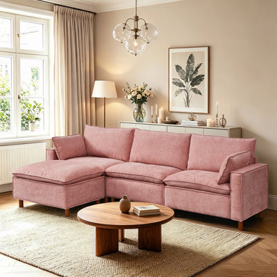 L-Shape Sectional Sofa with Movable Ottoman