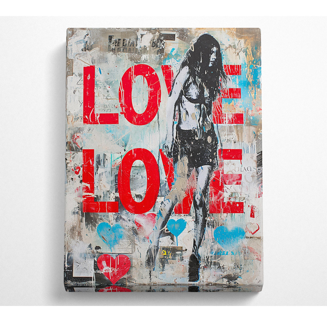 Love Punk Grafitti - Wrapped Canvas Typografie