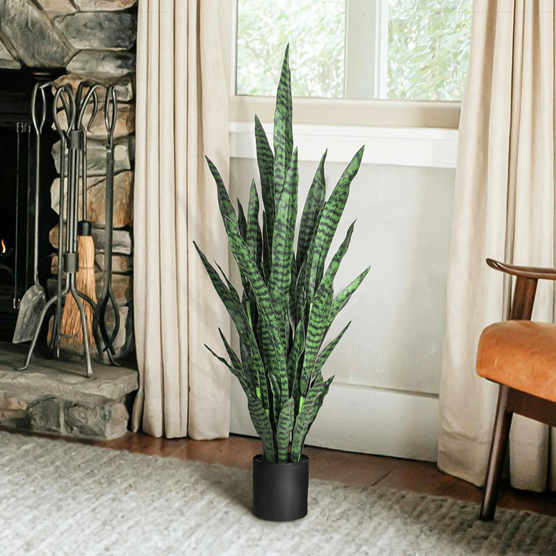 Artificial Sansevieria Snake Plant in Pot, Green