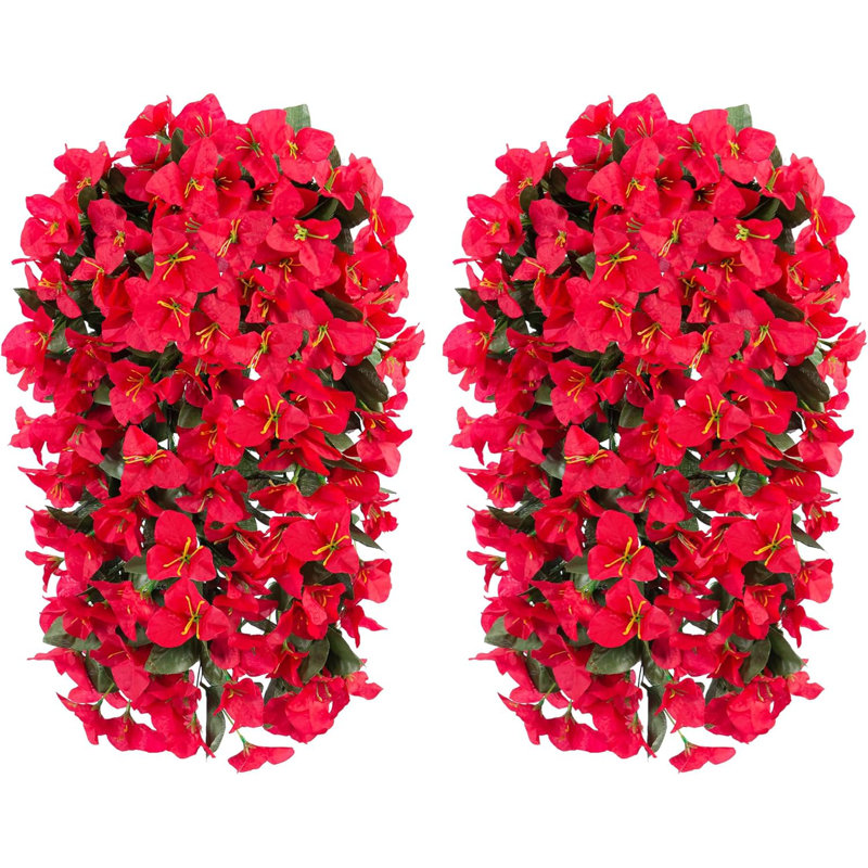 2 pièces de bougainvillées artificielles rouges