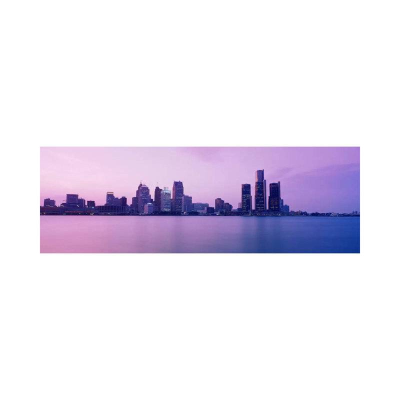 Skyscrapers at the Waterfront, Detroit, Michigan, USA 1 Piece Wrapped Canvas Panoramic Wall Art