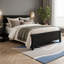Lit plateforme très grand Mid-Century en bois avec tête de lit, finition noir anthracite, pieds fuselés en pin massif, support à lattes de bois, aucun sommier requis, rangement sous le lit de 8,2 po, capacité de 800 lb