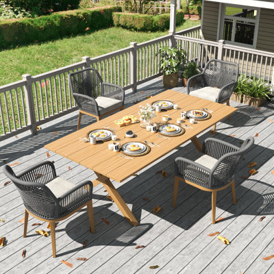 5 Pieces Outdoor Dining Set With Rectangular Dining Table And 4 Chairs