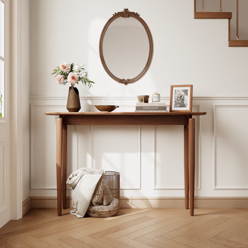 Console minimaliste Aastha en bois massif, table d'entrée moderne pour couloir et salon, L 47,25 po, Brun