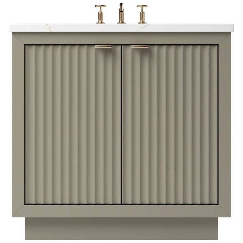 Meuble-lavabo simple Lecrieu, Olive française, Or rose, 48"