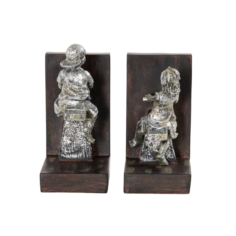 Serre-livres avec balançoire Polystone People, Bronze / étain argent