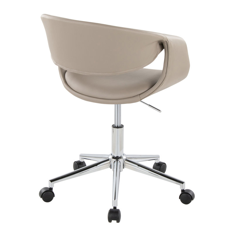 Chaise de travail en métal chromé et similicuir gris clair, Chrome,LIGHT GREY, Chrome,LIGHT GREY, Chrome,LIGHT GREY