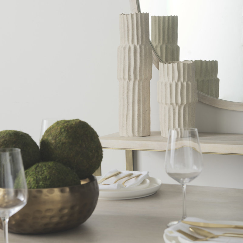 Vase de table en céramique Zahari, Crème, H 23 po x l 6,7 po x P 6,7 po