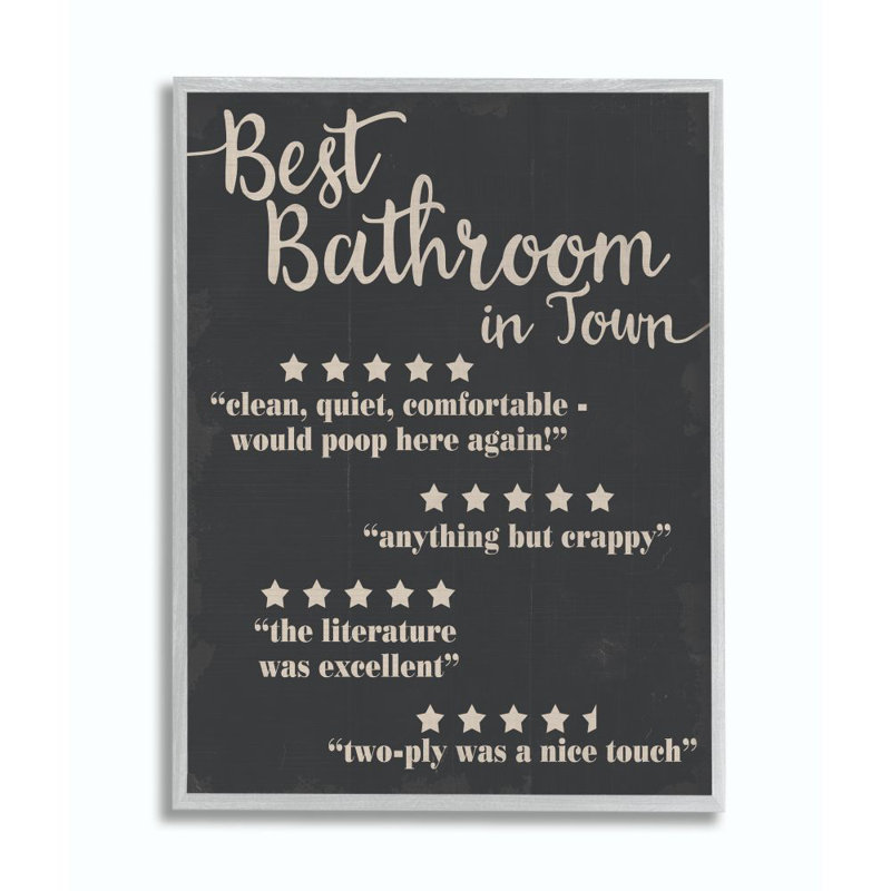 «Best Bathroom Five Star», reproduction d'art textuel sur toile, H 20 po x l 16 po x P 1,5 po, Estampe numérique Farmhouse