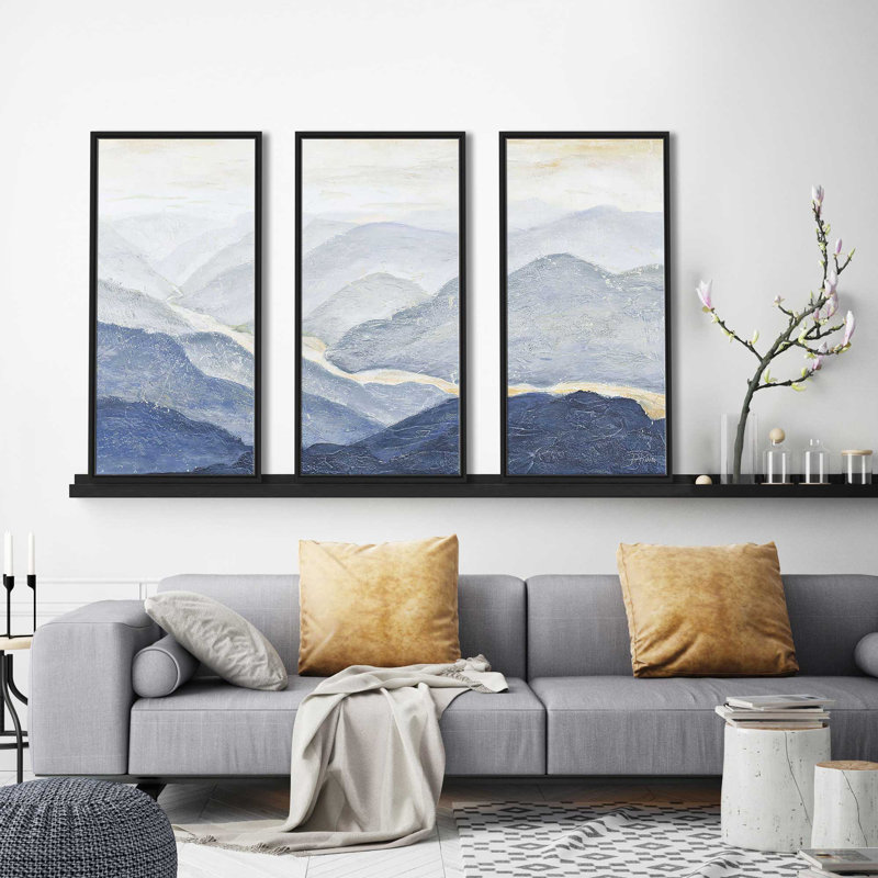 Blue Mountains - 3 pièces, reproduction encadrée sur toile, H 41,5 po x l 64,5 po x P 2 po