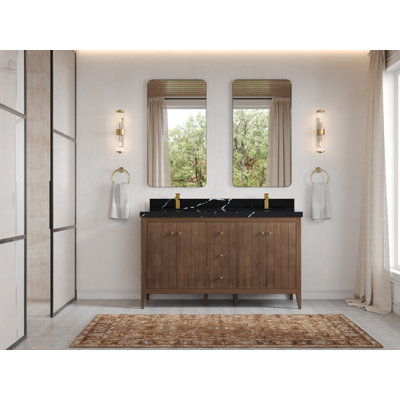 Meuble-lavabo double 60 po avec plateau Atlanta