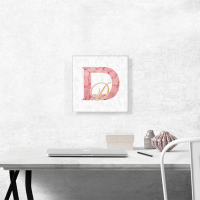 «Chic Pink Gold Alphabet lettre D», reproduction d'art texturé sur toile tendue