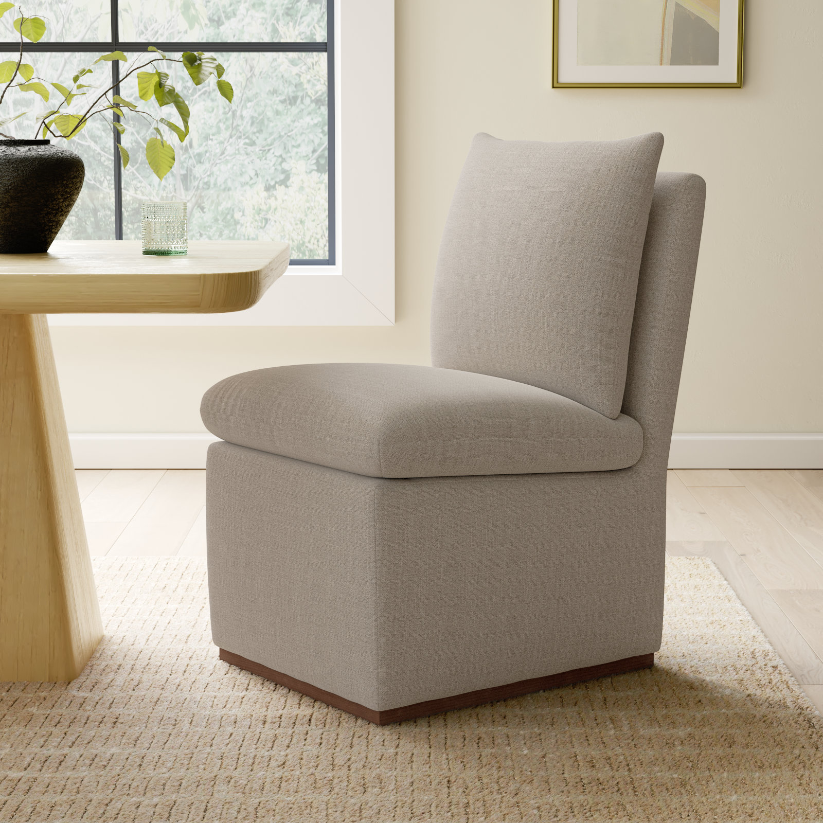 Bobbi Fabric Side Chair Dining Chair, Effie Flax Performance Linen
