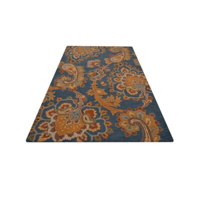 Johnsie HAND TUFTED WOOL ECO-FRIENDLY AREA RUGS, Blue Color, Floral Design -  Alcott HillÂ®, BFE28F4EB77D433583E46BEDF0C6E8A2