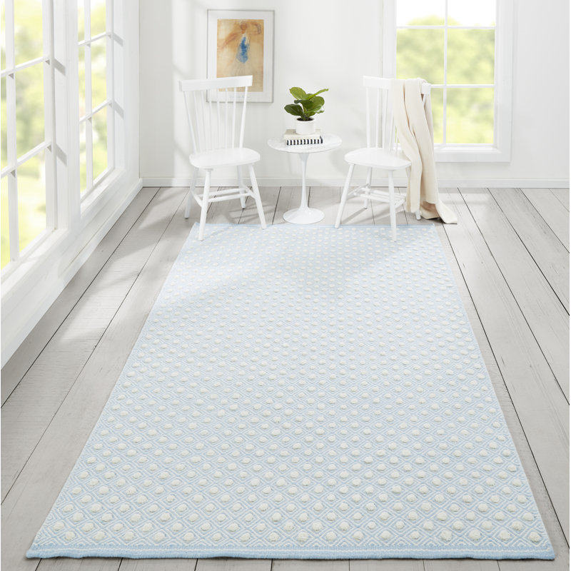 Langdon Wool Geometric Area Rug in Blue, Rectangle 2' x 3'