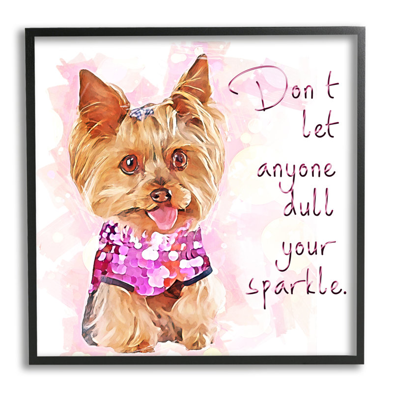 «Don't Let Anyone Dull Your Sparkle Yorkie» - impression, Giclée encadrée noir minuit, H 12 po x l 12 po x P 1,5 po