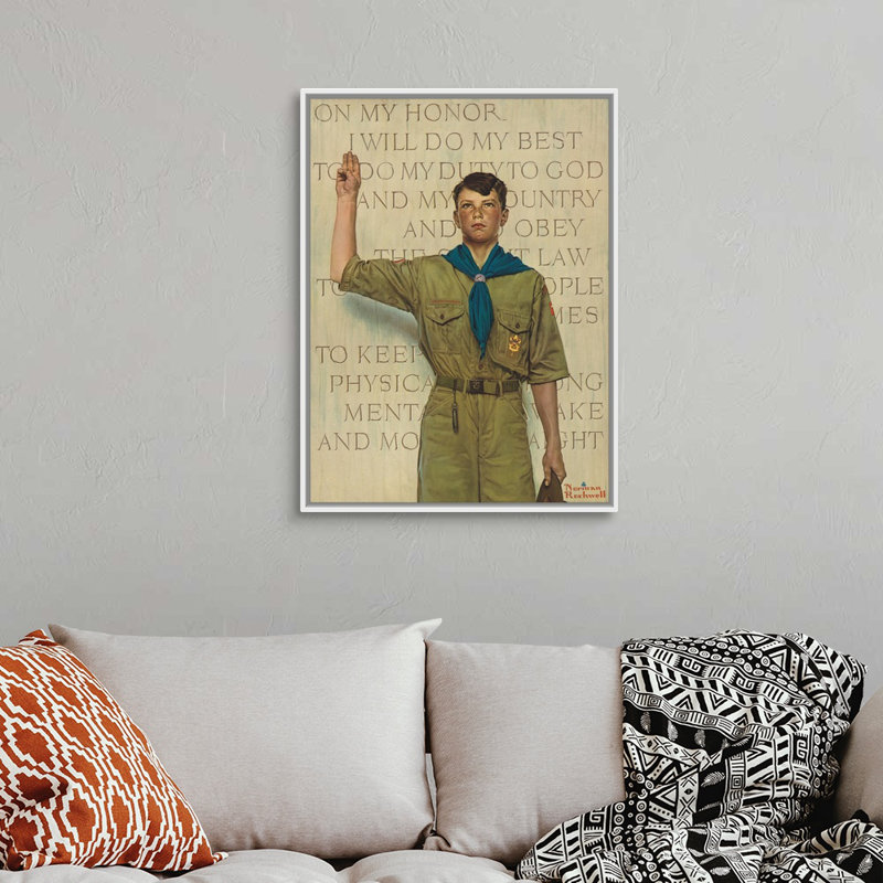 Norman Rockwell " I Will Do My Best " by Norman Rockwell Painting Print, White Floater Frame, 34" H x 26" W x 1.75" D