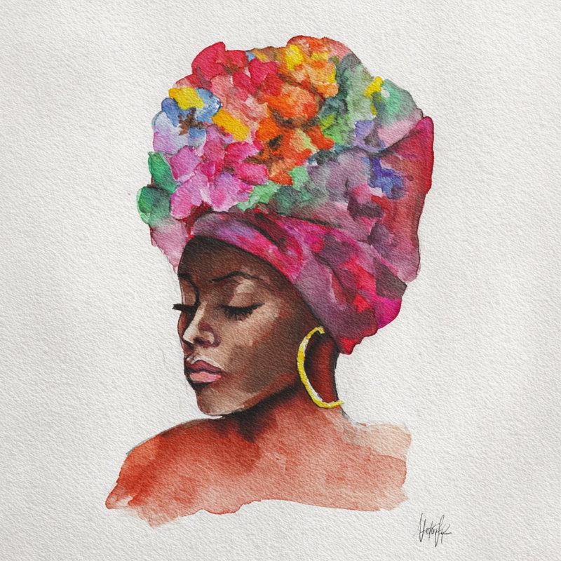 «Radiant Headwrap Bloom», art mural sur toile tendue, l 40 po x H 40 po x P 1,5 po