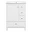 Meuble-lavabo 24 po avec lavabo et tiroirs, meuble-lavabo autoportant blanc avec plateau en céramique et tablettes de rangement, panneau de fibres à densité moyenne et base en bois massif, meuble-lavabo moderne pour petites salles de bain