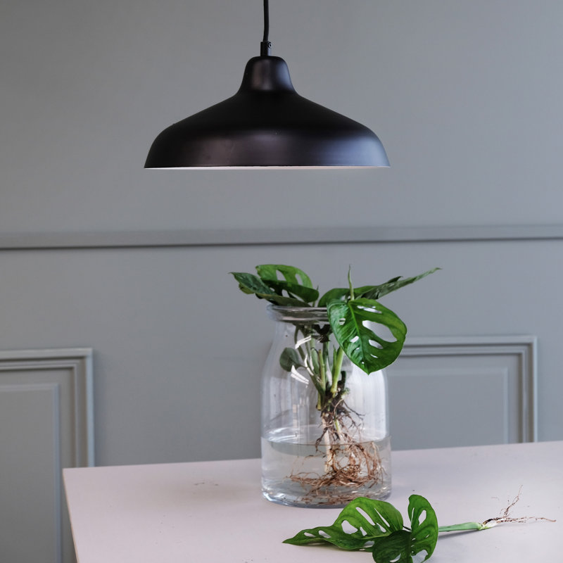 Futura 1 - Light Black/White Dome Pendant, 21cm H x 40cm W x 40cm D