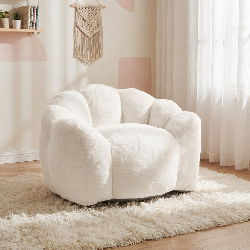 Fauteuil à billes Petal, White Microsuede