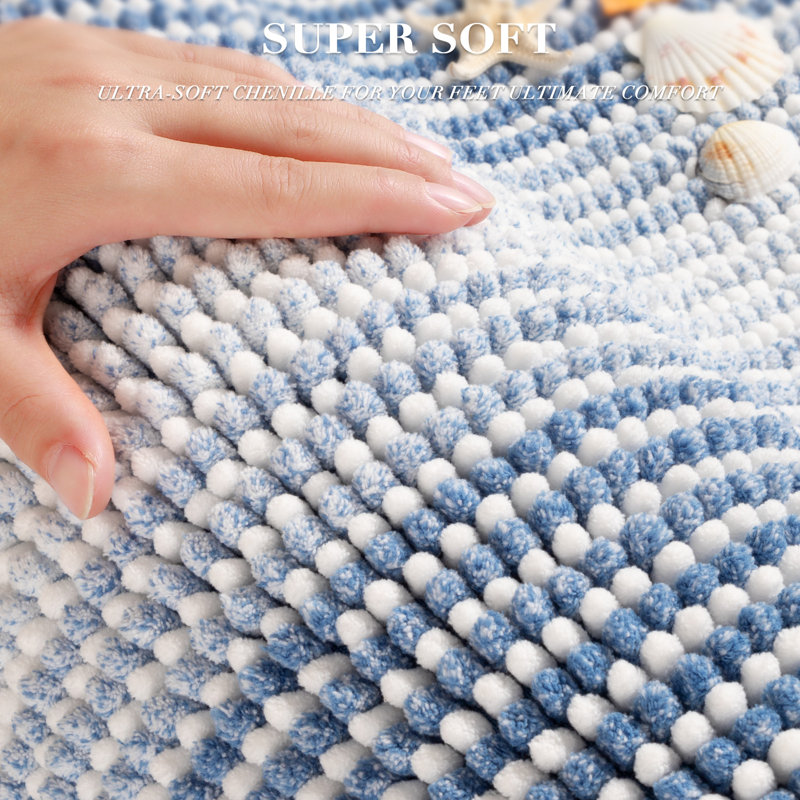 Soft Shaggy Absorbent Non‑Slip 2‑Piece Bathroom Rug Set, Sky Blue, 20" x 32" Plus 16" x 24"