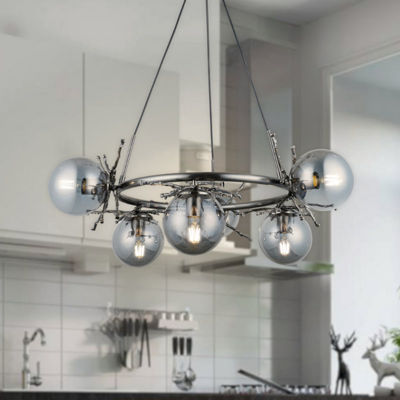 Charlieanne 6 - Light Waggon Wheel Pendant, Chrome