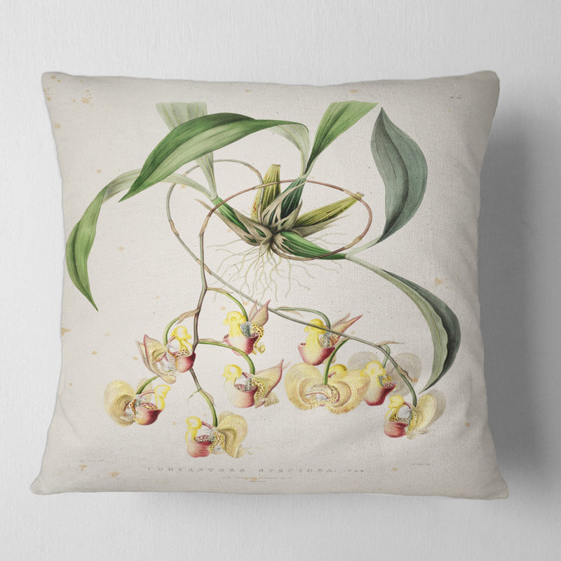 Fleur d'époque rétro I - coussin traditionnel imprimé, 18" x 18"
