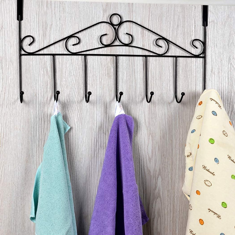 Crochets de porte robustes avec 7 crochets - Support de porte décoratif en métal pour chapeaux, manteaux, sacs, clés, écharpes, serviettes - Aucune installation requise - Solution d'économie d'espace pour un hôtel personnel