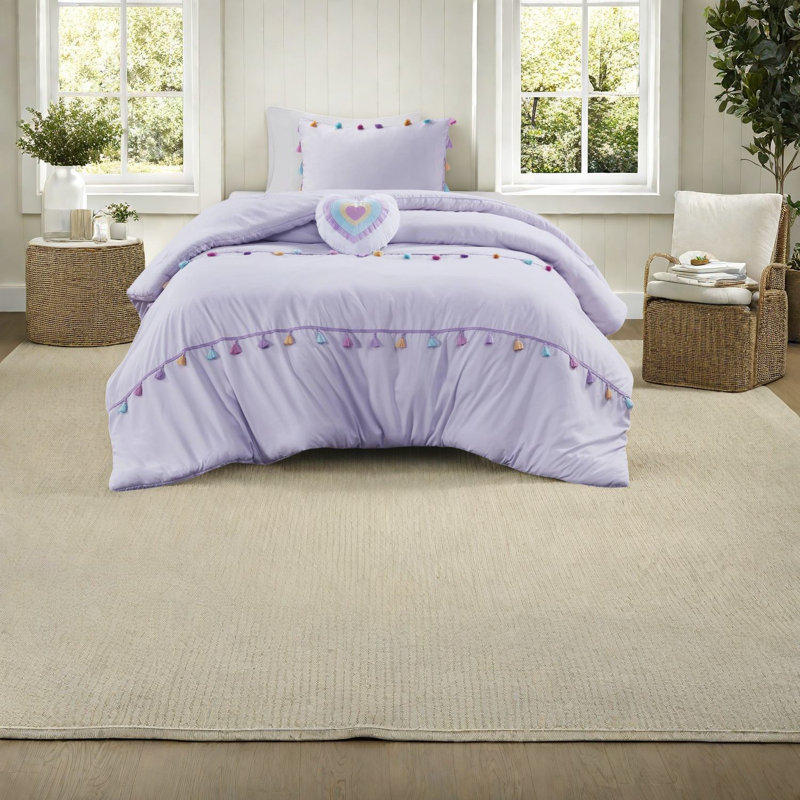 Ensembles de literie polyvalents lavande, polyester confortable avec coussin décoratif, parfait pour la décoration moderne