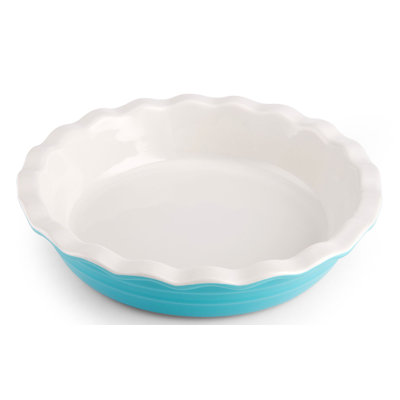 Plat à tarte en céramique Farberware Baker's Advantage, 10 po, bleu sarcelle