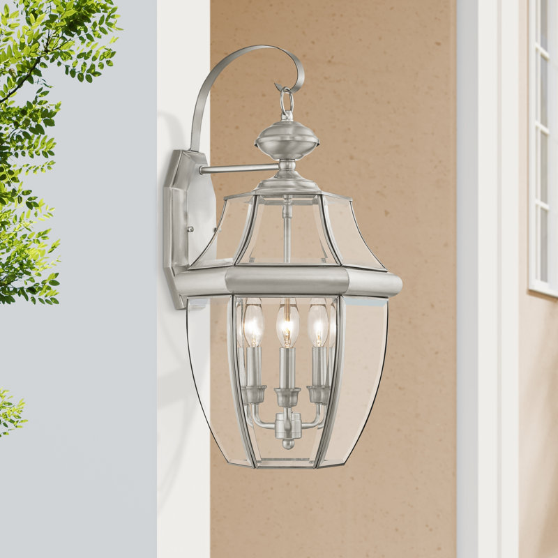 Lanterne murale d'extérieur Alexavier, Nickel brossé, H 22,5 po x l 12,5 po x P 12,5 po