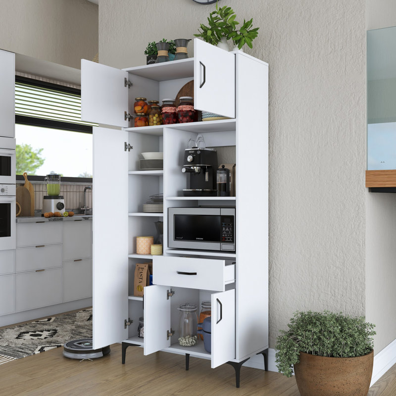 Modern Multi-Purpose Cabinet, White, 35.4 x 78.1 x 15.7 inches | 100% Melamine Coated E1 Quality Chipboard, Thickness: 0.7 inches | Stylish Storage Solution for Home & Office, Sleek and Functional Design
