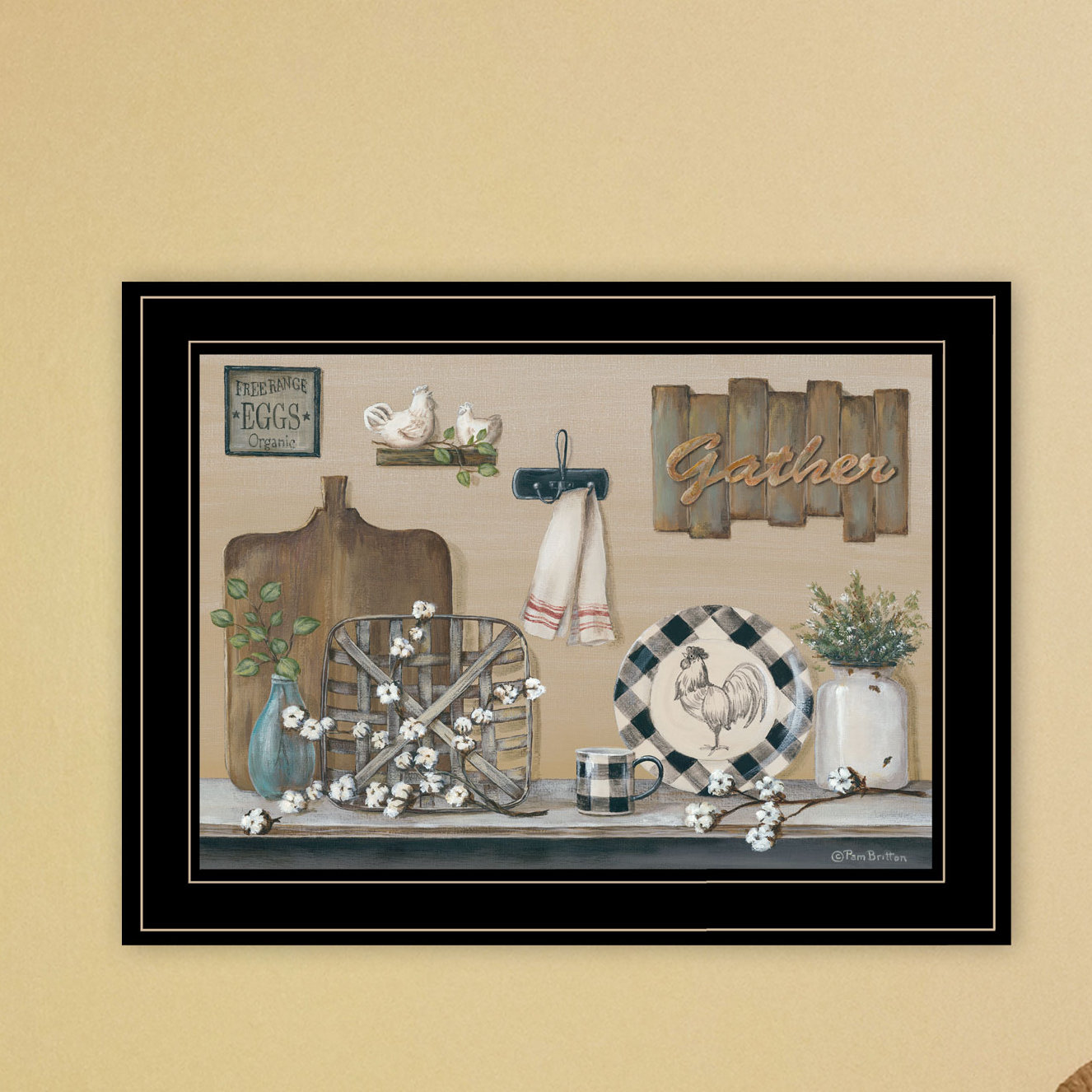 August Grove® Farmhouse Kitchen Framed Wall Art for Living Room, Home