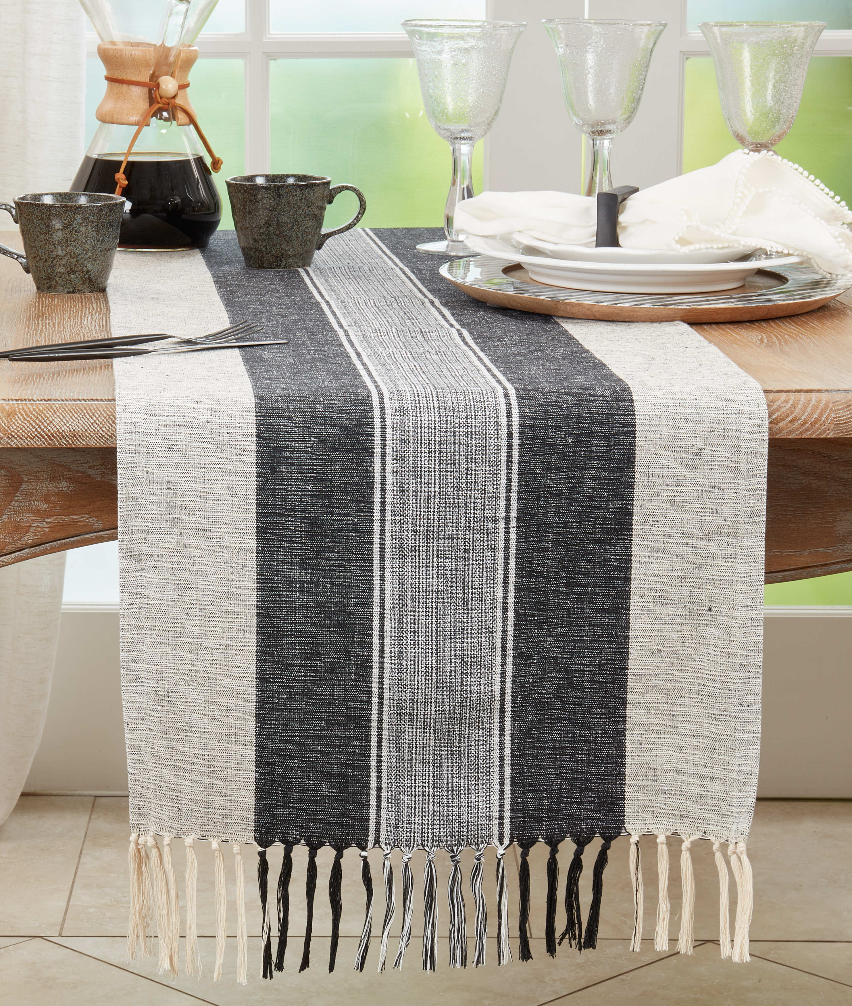 Saro Rectangular Striped Table Runner | Wayfair, image size:2965x3500
