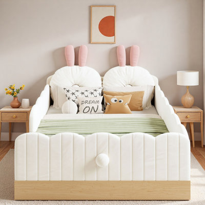 Upholstered Platform Bed With Animal-shaped Pillows And Storage Bags by Red Barrel Studio