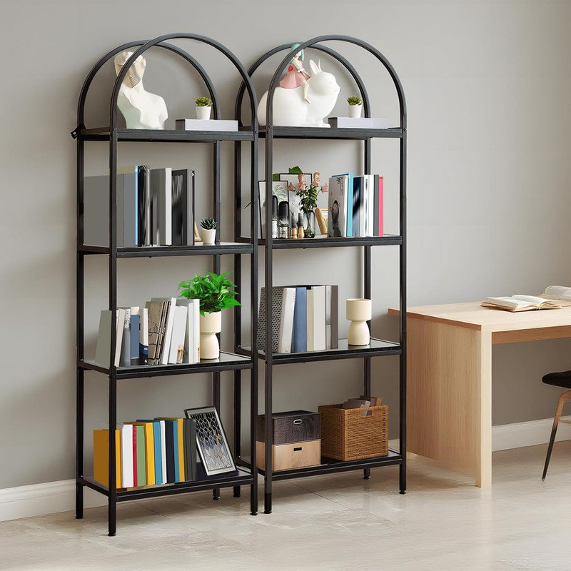 60cm W Metal Standard Bookcase, (4 Shelves) 182.9cm H x 60cm W x 30cm D, Black