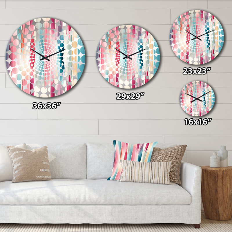 Horloge murale rayée bleue et rose, Médium