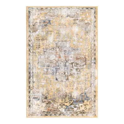 Tapis jaune à motif floral Alamo
