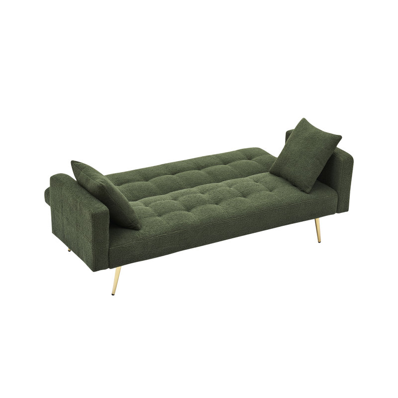 Lit de 71,7 pouces avec apparence de cuir lisse, structure, deux coussins, idéal pour le salon, le lit, l'apparence et la sensation
