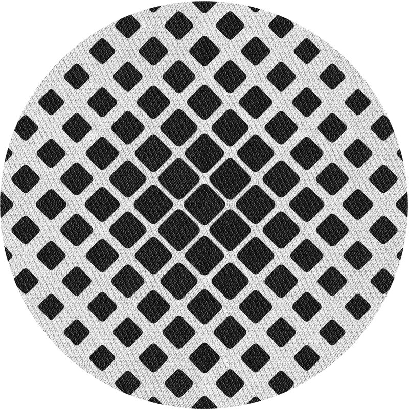 Tapis noir à motif géométrique Kisner, Rond 6 pi