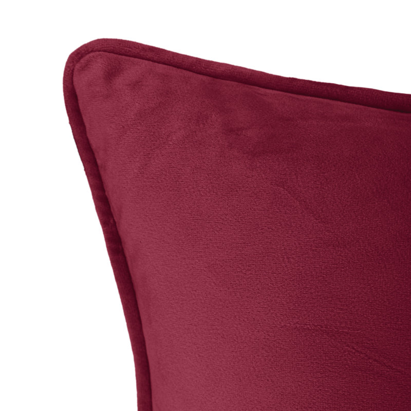 Burgundy Velvet Corded Edge Throw Pillow Set with Polyester Insert