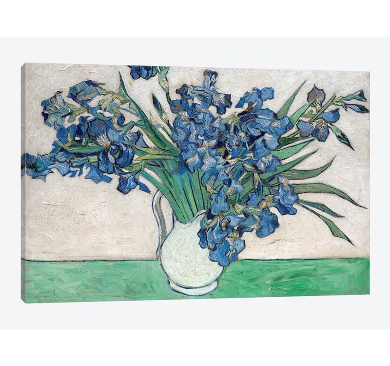 «Irises, 1890» par Vincent Van Gogh, reproduction sur toile, Papier d'art encadré noir, Blanc, H 24 po x l 32 po x P 1 po