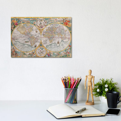 Antique Map Of The World, 1595 - Wrapped Canvas Painting