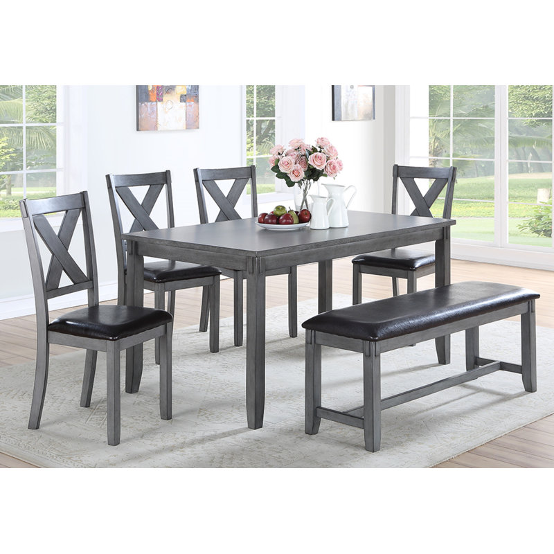 Ensemble repas 6 personnes Donahue, Gris / Noir, Gris / Noir