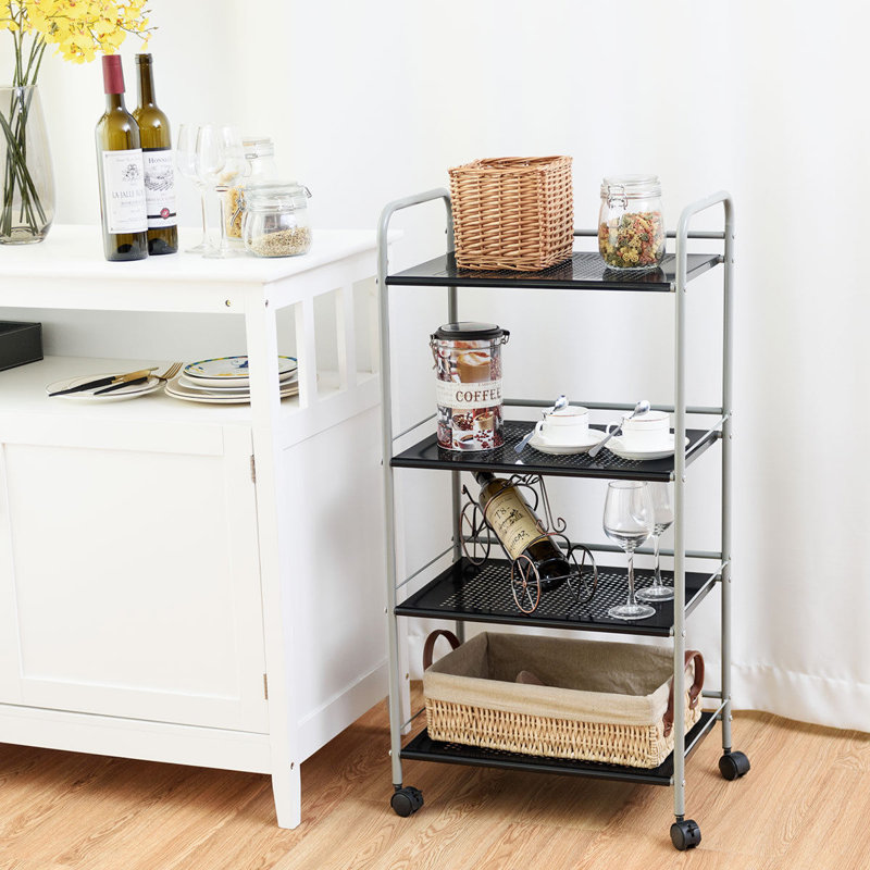 Chariot utilitaire de rangement roulant à 4 étages, H 39,5 po x l 19,5 po x p 12,5 po