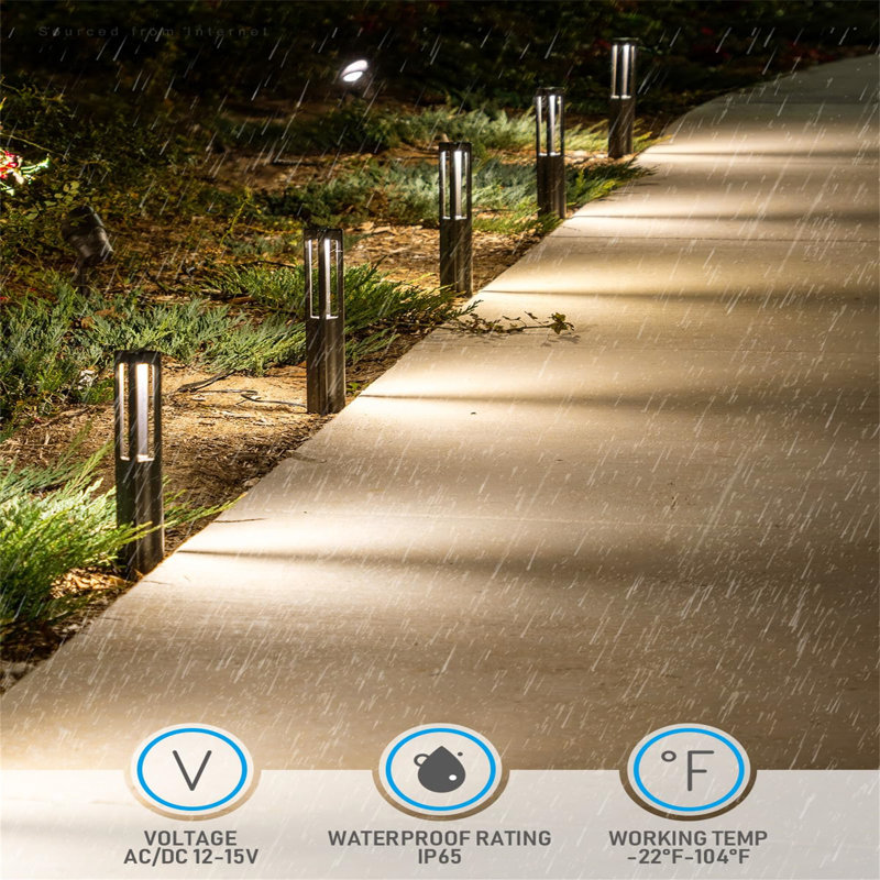 Black Aluminum LED Pathway Lights with Warm White Glow, 10-Pack