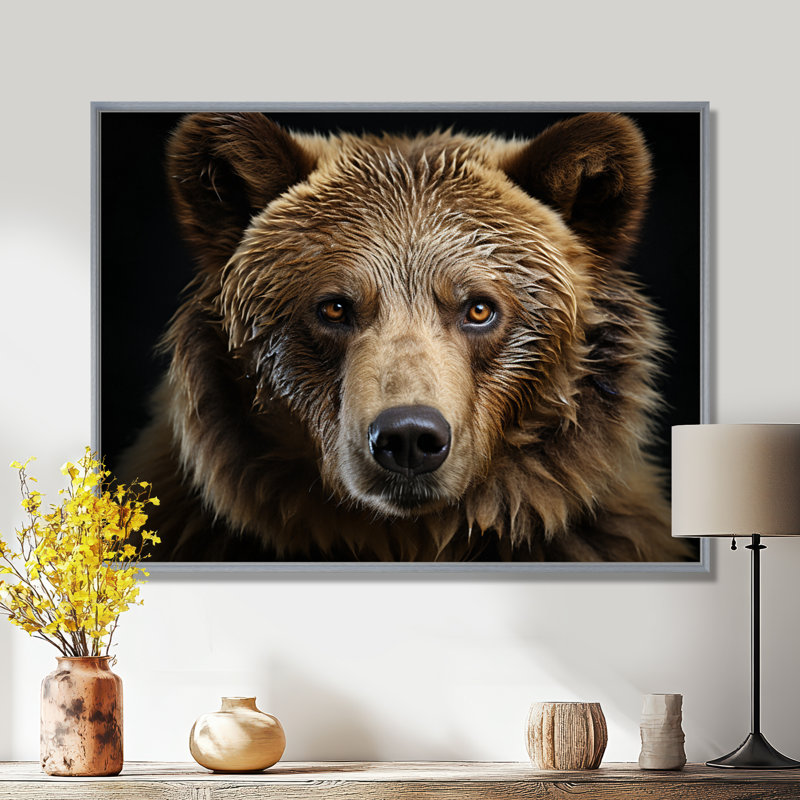 «Bear Portrait - Bear», reproduction d'art sur toile encadrée, H 12 po x l 20 po, Argent argent, Cadre photo unique