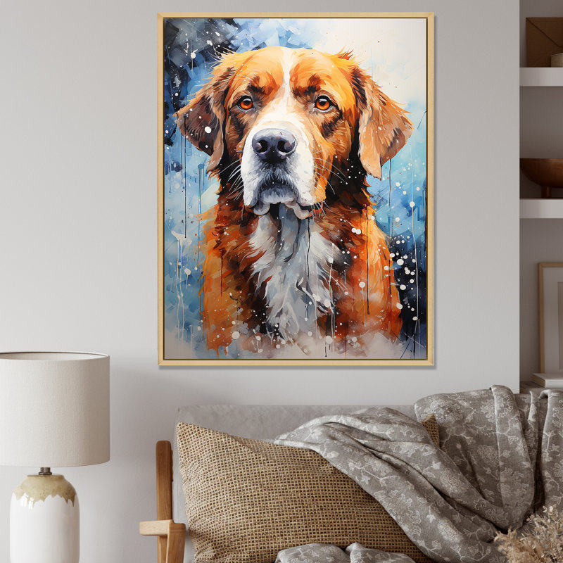 Saint Bernard Serenity II sur toile, Cadre naturel flottant, H 32 po x l 24 po x P 1 po