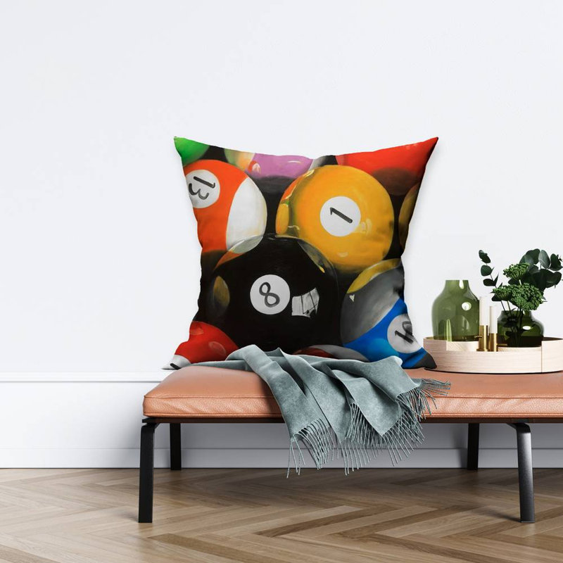 Pool balls closeup - 26"x26" Throw pillow - Poly twill - Print on demand